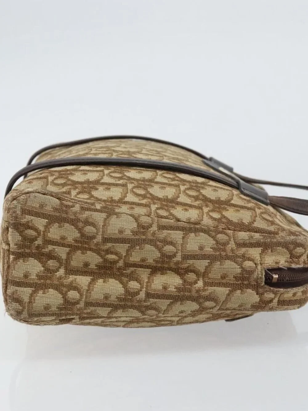 Christian Dior Trotter Canvas Hand Bag Beige Gold Auth 157140 - Picture 5 of 16